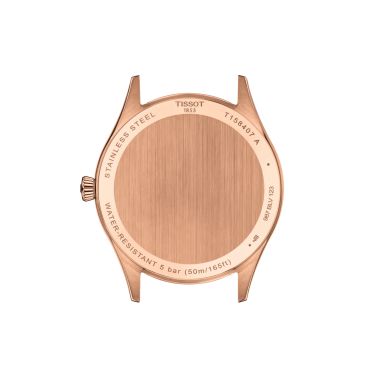 Montre Tissot Classic Dream Powermatic 80 PVD or rose automatique cadran argenté bracelet cuir 40 mm