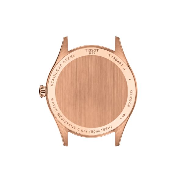 Montre Tissot Classic Dream Powermatic 80 PVD or rose automatique cadran argenté bracelet cuir 40 mm
