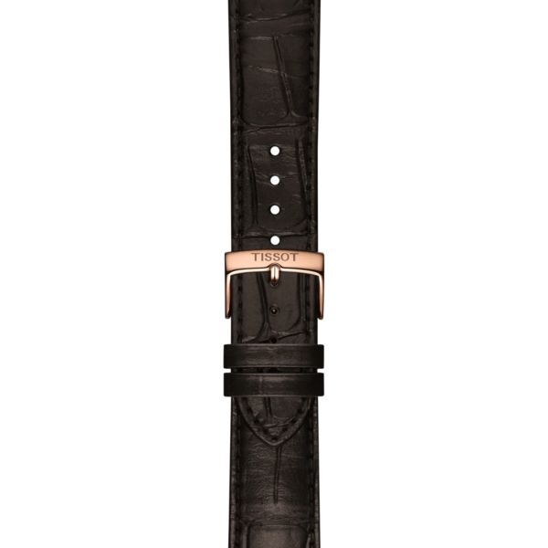 Montre Tissot Classic Dream Powermatic 80 PVD or rose automatique cadran argenté bracelet cuir 40 mm