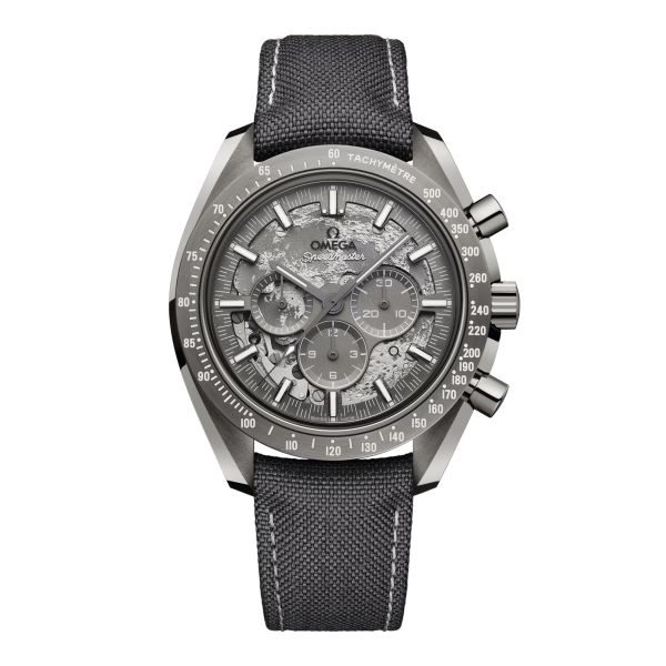 Montre Omega Speedmaster Moonwatch Grey Side Of the Moon mécanique cadran gris bracelet nylon 44,25 mm