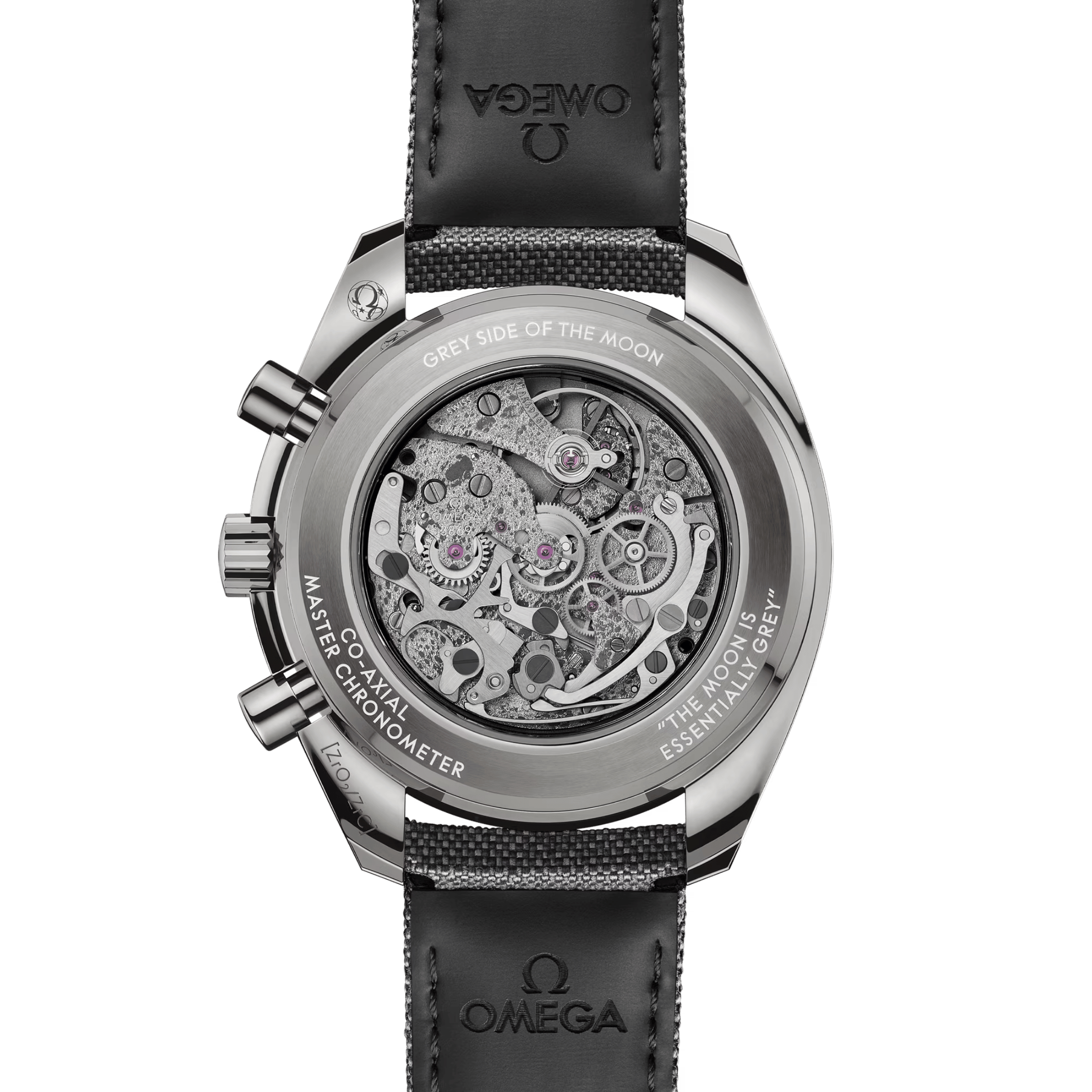 Montre Omega Speedmaster Moonwatch Grey Side Of the Moon mécanique cadran gris bracelet nylon 44,25 mm