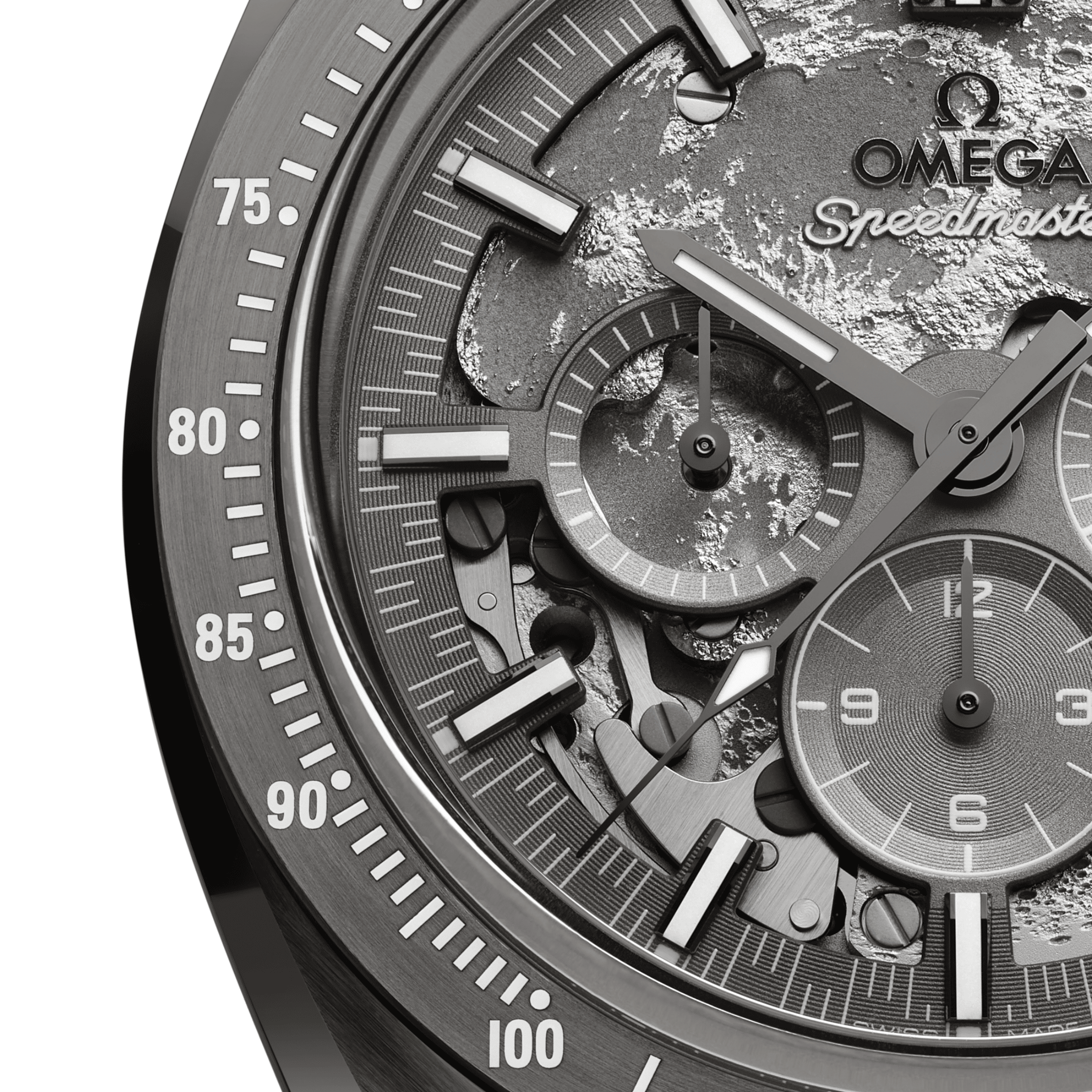 Montre Omega Speedmaster Moonwatch Grey Side Of the Moon mécanique cadran gris bracelet nylon 44,25 mm