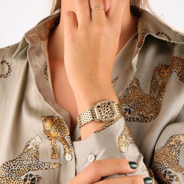 March LA.B Lady Mansart Cheetah quartz watch with 26 mm steel bracelet