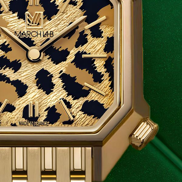 March LA.B Lady Mansart Cheetah quartz watch with 26 mm steel bracelet