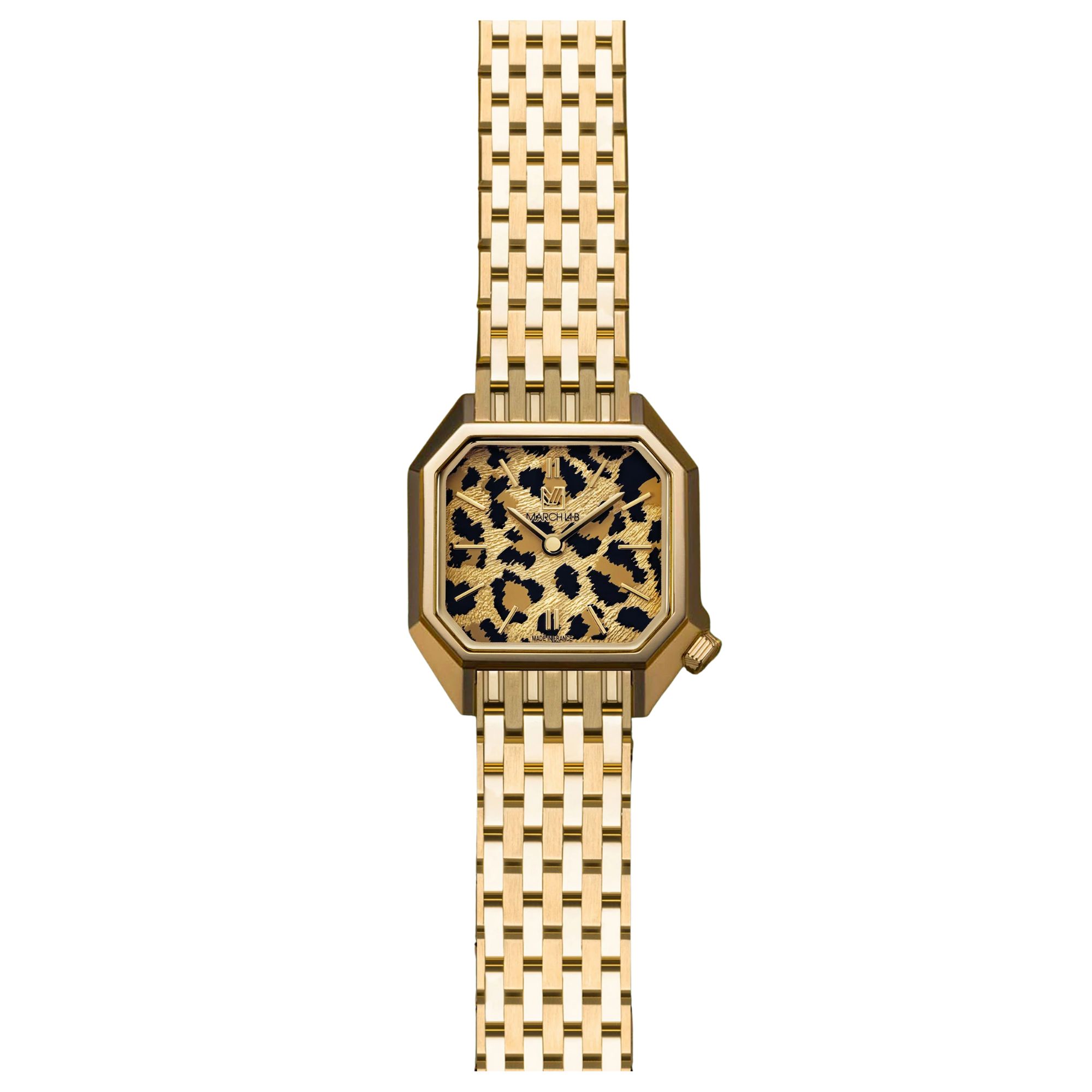 March LA.B Lady Mansart Cheetah quartz watch with 26 mm steel bracelet
