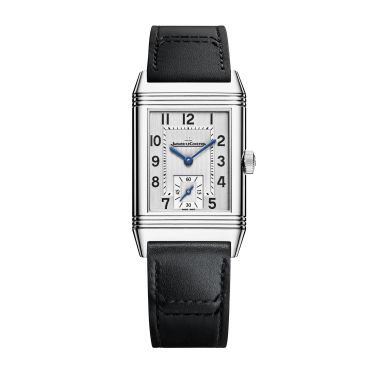 Montre Jaeger-LeCoultre Reverso Classic Monoface Small Seconds remontage manuel cadran gris argenté bracelet cuir noir 40,1 x 24