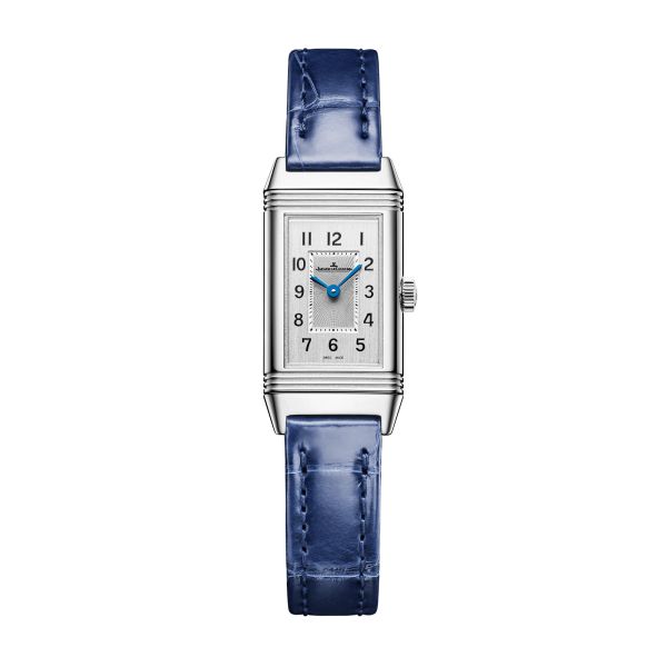 Jaeger-LeCoultre Reverso Classic Monoface Origin quartz silver dial blue leather strap 32,5 x 16,3 mm