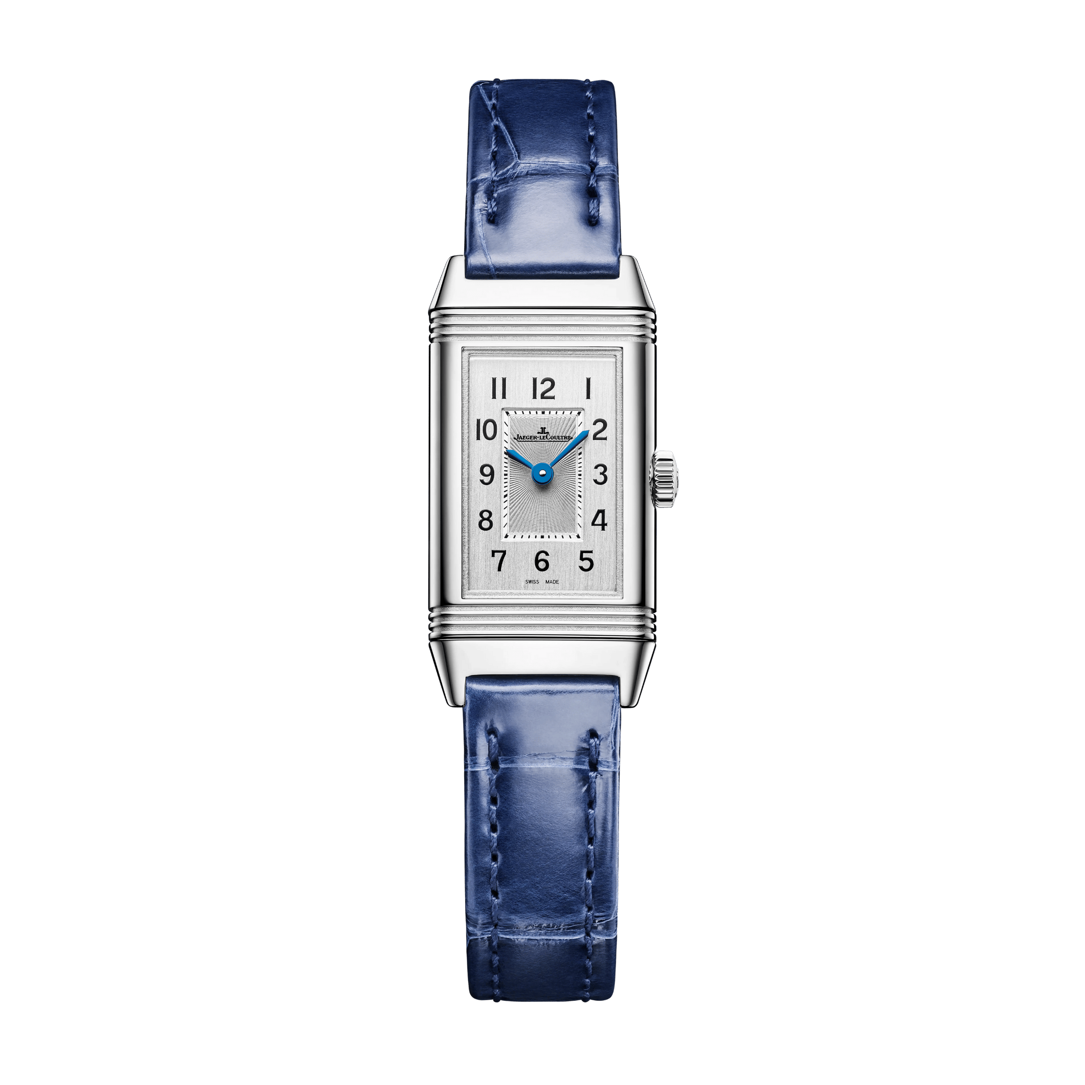 Jaeger-LeCoultre Reverso Classic Monoface Origin quartz silver dial blue leather strap 32,5 x 16,3 mm