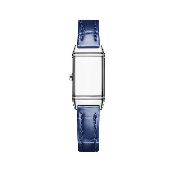 Montre Jaeger-LeCoultre Reverso Classic Monoface Origin quartz cadran gris argenté bracelet cuir bleu 32,5 x 16,3 mm