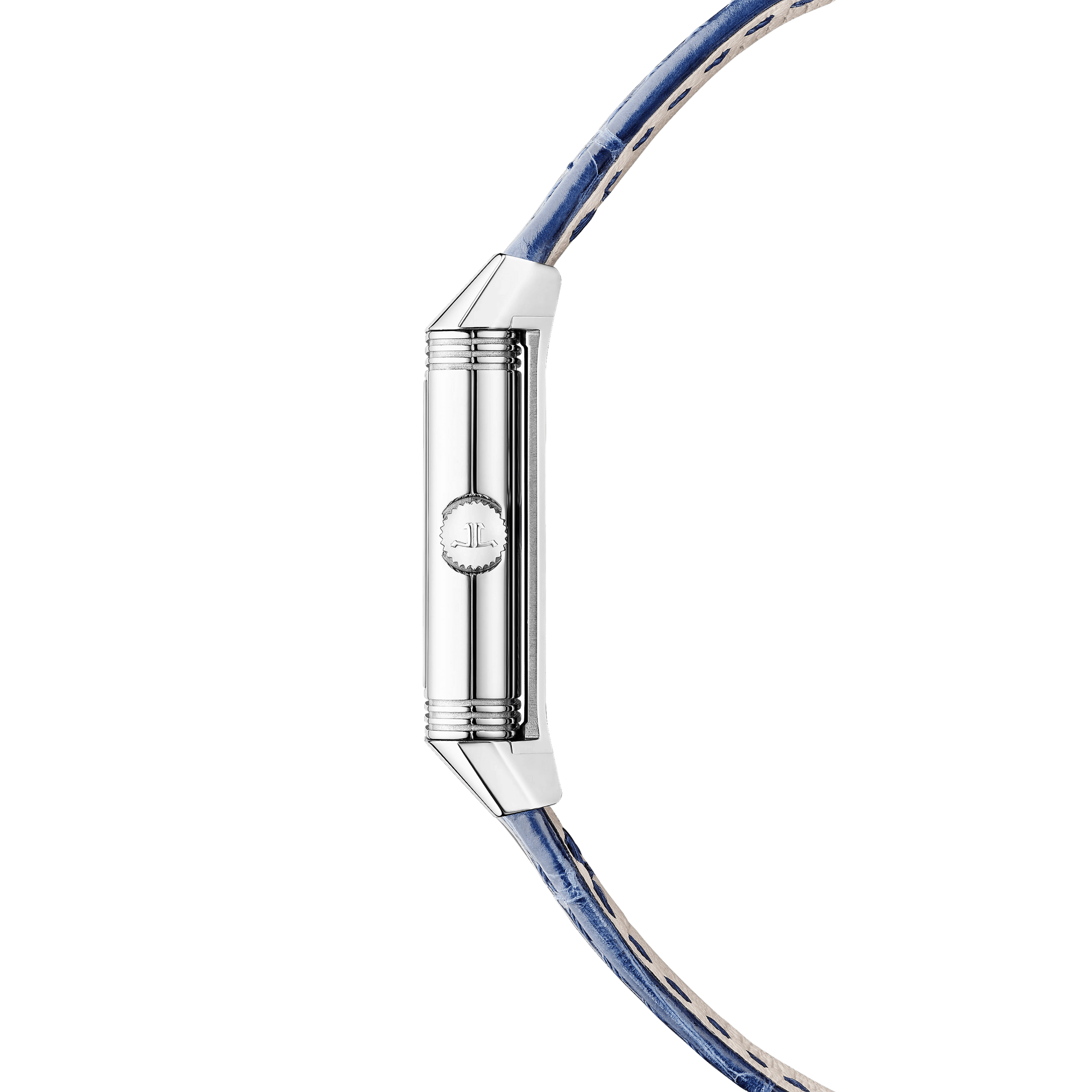 Jaeger-LeCoultre Reverso Classic Monoface Origin quartz silver dial blue leather strap 32,5 x 16,3 mm