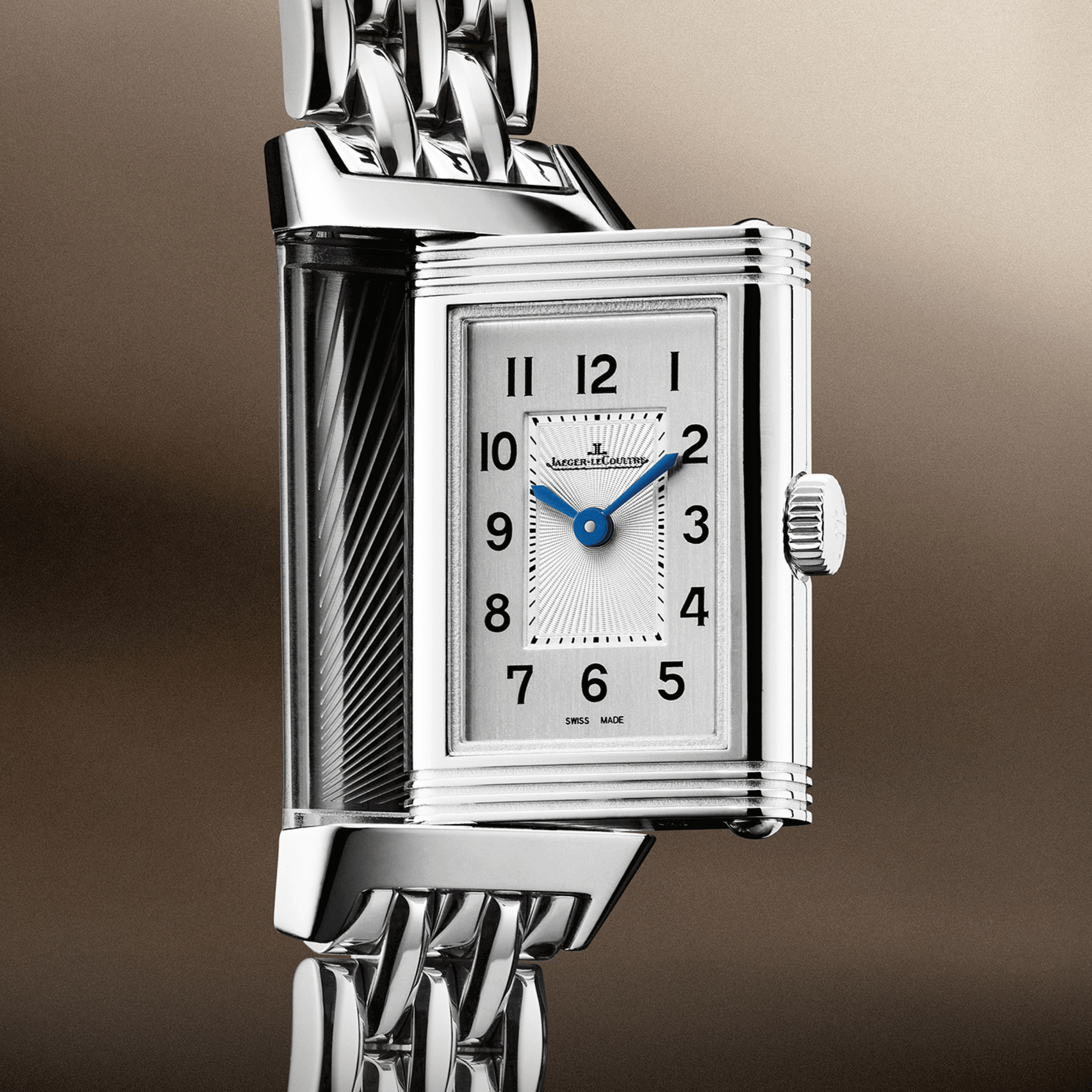 Montre Jaeger-LeCoultre Reverso Classic Monoface Origin quartz cadran gris argenté bracelet acier 32,5 x 16,3 mm