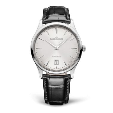 Montre Jaeger-LeCoultre Master Ultra Thin Date automatique cadran argenté bracelet cuir d'alligator 39 mm