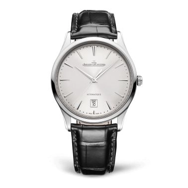 Montre Jaeger-LeCoultre Master Ultra Thin Date automatique cadran argenté bracelet cuir d'alligator 39 mm