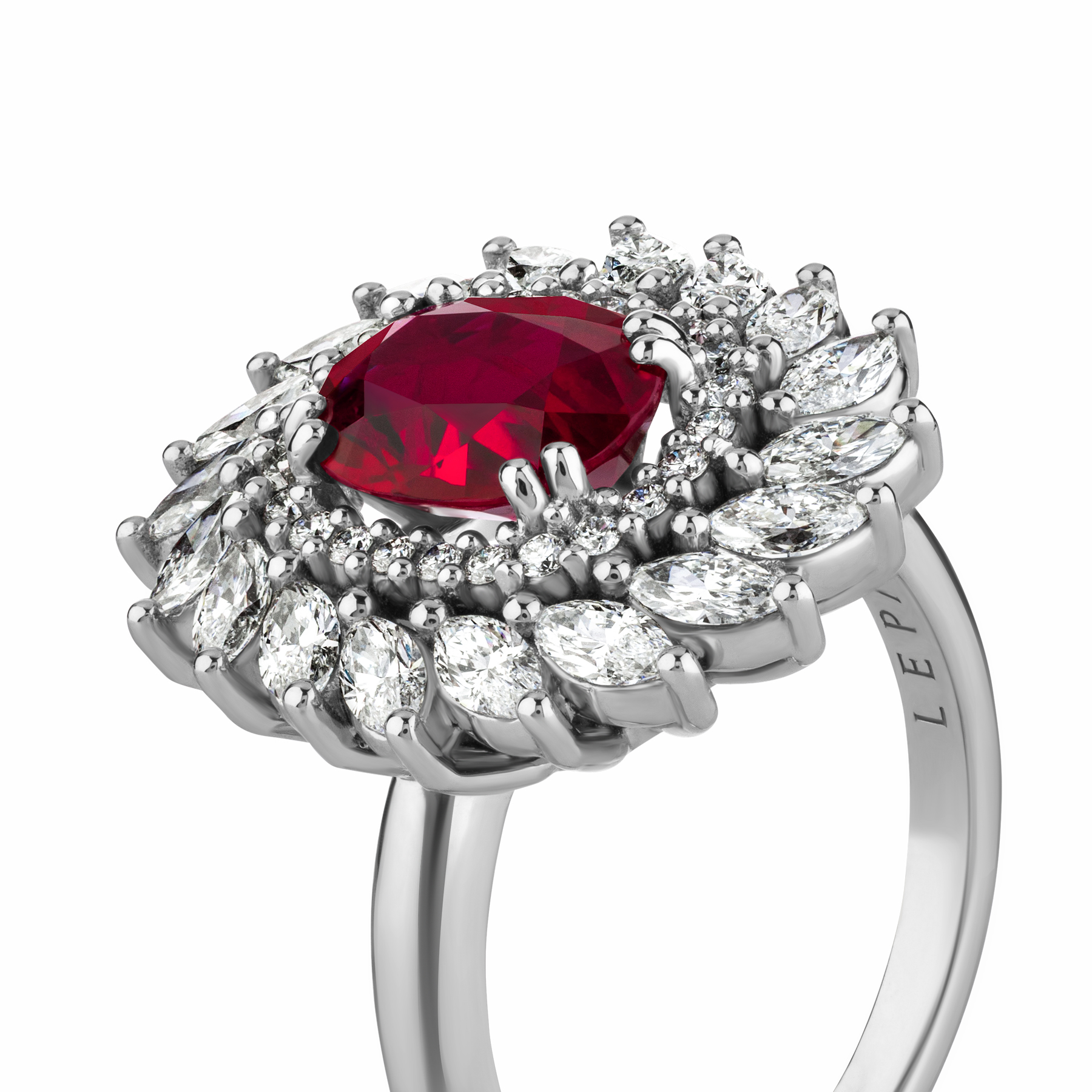 Bague Lepage L'Incandescente en or blanc, rubis et diamants