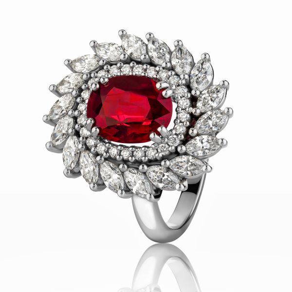 Bague Lepage L'Incandescente en or blanc, rubis et diamants