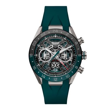 Montre TAG Heuer Carrera Chronograph Extreme Sport Twin-Time automatique cadran squelette bracelet caoutchouc vert 44 mm