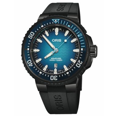 Oris Aquis Pro 1000M Titanium Automatic Watch with Blue Dial and Rubber Strap, 49.5 mm