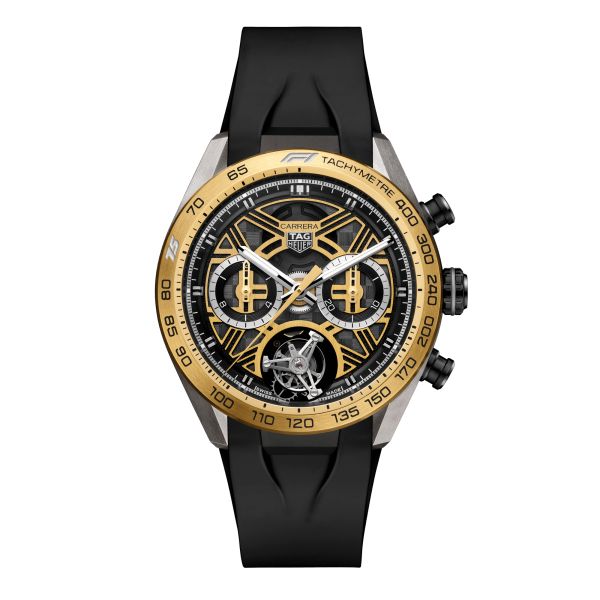 Montre TAG Heuer Carrera Chronographe Tourbillon Extreme Sport "F1® 75th Anniversary" automatique cadran squelette bracelet caou