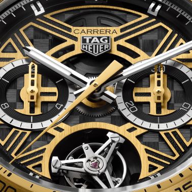 Montre TAG Heuer Carrera Chronographe Tourbillon Extreme Sport "F1® 75th Anniversary" automatique cadran squelette bracelet caou