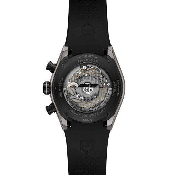 Montre TAG Heuer Carrera Chronographe Tourbillon Extreme Sport "F1® 75th Anniversary" automatique cadran squelette bracelet caou