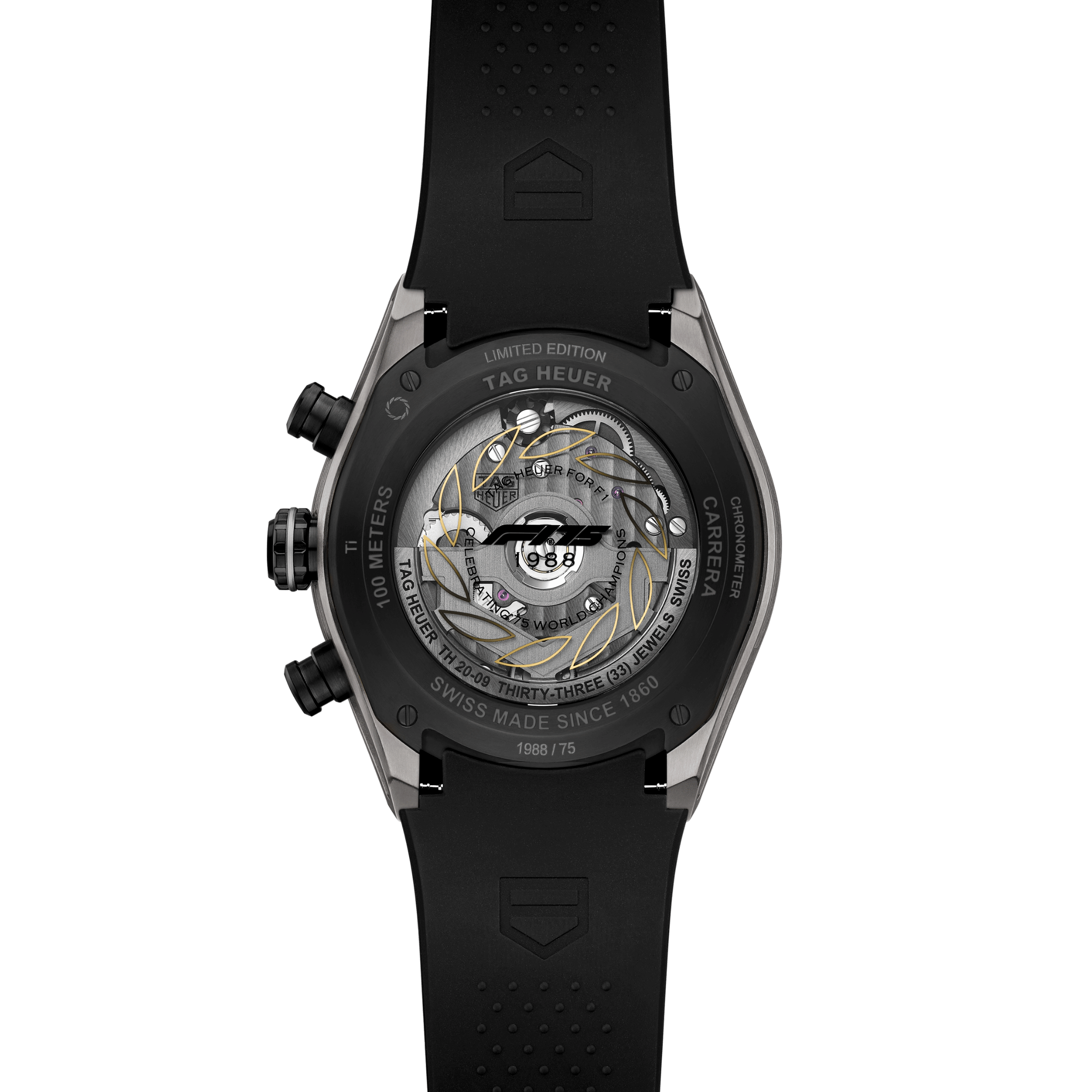 Montre TAG Heuer Carrera Chronographe Tourbillon Extreme Sport "F1® 75th Anniversary" automatique cadran squelette bracelet caou