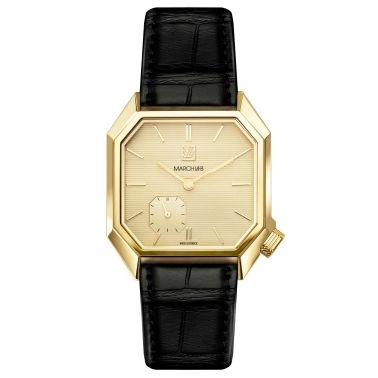 Montre March LA.B Mansart Golden Hour Petite Seconde 2 cadrans auto bracelet cuir noir 35 mm