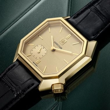 Montre March LA.B Mansart Golden Hour Petite Seconde 2 cadrans auto bracelet cuir noir 35 mm