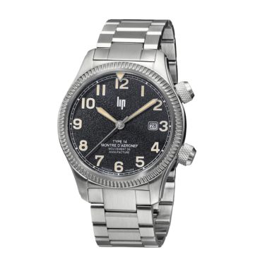 LIP Type 14 Automatic Manufacture R26 black dial steel bracelet 41 mm