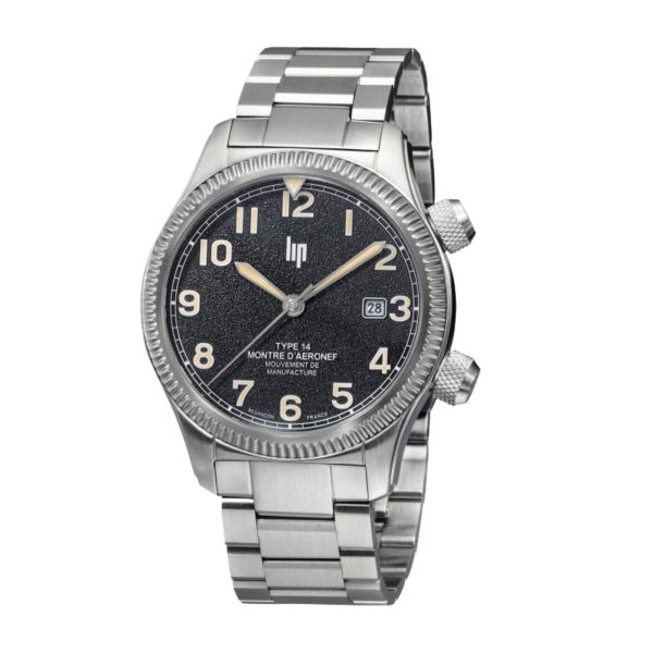 Montre LIP Type 14 Automatique Manufacture R26 cadran noir bracelet acier 41 mm