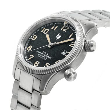 Montre LIP Type 14 Automatique Manufacture R26 cadran noir bracelet acier 41 mm