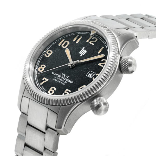 LIP Type 14 Automatic Manufacture R26 black dial steel bracelet 41 mm