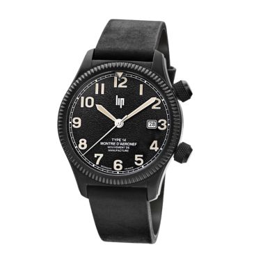 Montre LIP Type 14 Automatique Manufacture R26 PVD Noir cadran noir bracelet cuir 41 mm