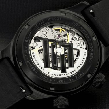 Montre LIP Type 14 Automatique Manufacture R26 PVD Noir cadran noir bracelet cuir 41 mm