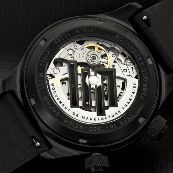 Montre LIP Type 14 Automatique Manufacture R26 PVD Noir cadran noir bracelet cuir 41 mm