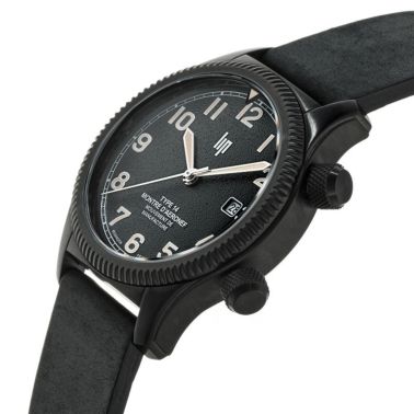 Montre LIP Type 14 Automatique Manufacture R26 PVD Noir cadran noir bracelet cuir 41 mm