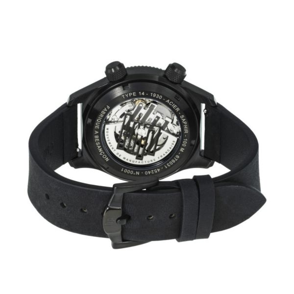 Montre LIP Type 14 Automatique Manufacture R26 PVD Noir cadran noir bracelet cuir 41 mm