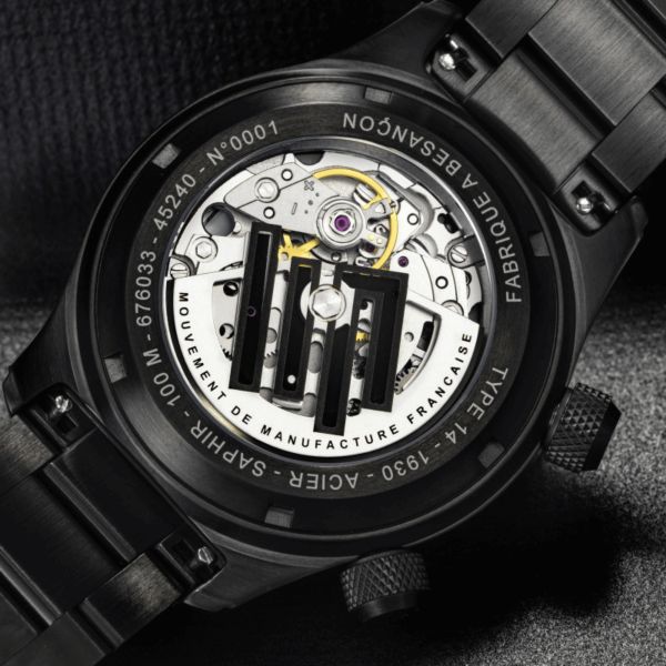 Montre LIP Type 14 Automatique Manufacture R26 PVD Noir cadran noir bracelet acier 41 mm
