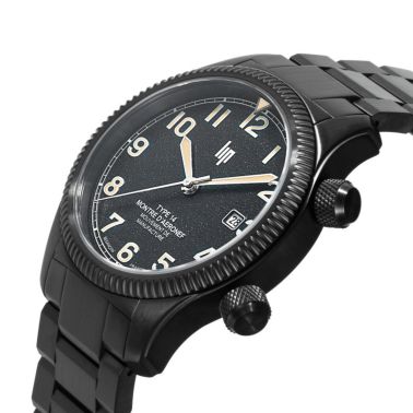 Montre LIP Type 14 Automatique Manufacture R26 PVD Noir cadran noir bracelet acier 41 mm