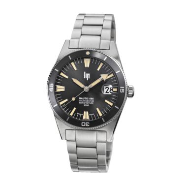 LIP Nautic 666 Automatic Manufacture R26 black dial steel bracelet 39 mm
