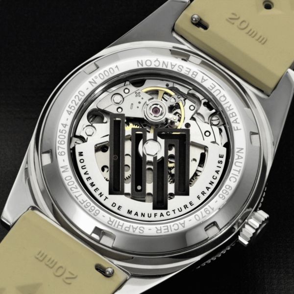 LIP Nautic 666 Automatic Manufacture R26 black dial beige tropic strap 39 mm