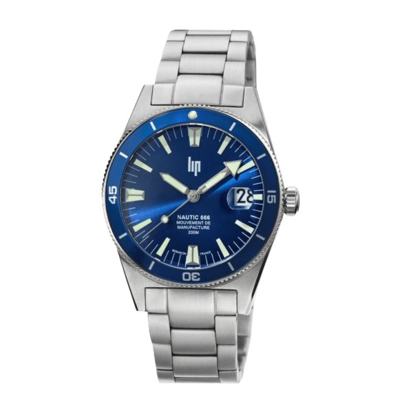 LIP Nautic 666 Automatic Manufacture R26 blue dial steel bracelet 39 mm
