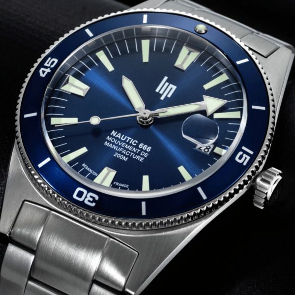 LIP Nautic 666 Automatic Manufacture R26 blue dial steel bracelet 39 mm