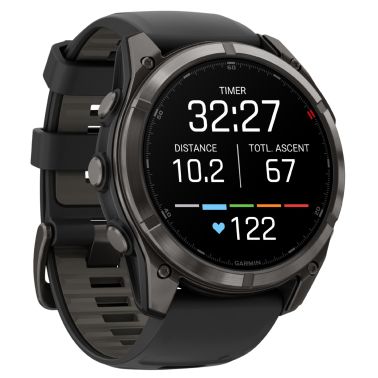 Montre Garmin Fénix 8 Pro MicroLED Sapphire Titane Carbon Gray DLC bracelet noir et gris 51 mm