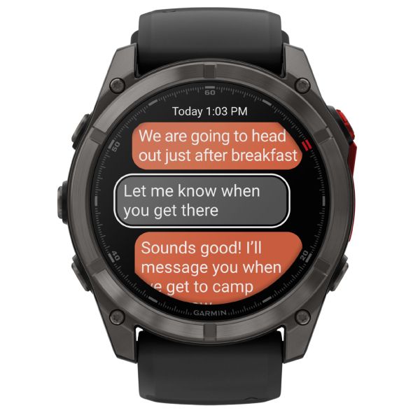 Montre Garmin Fénix 8 Pro MicroLED Sapphire Titane Carbon Gray DLC bracelet noir et gris 51 mm