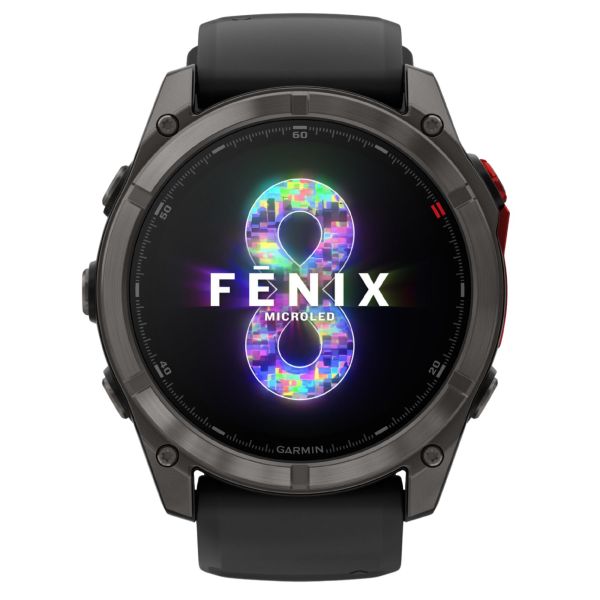 Montre Garmin Fénix 8 Pro MicroLED Sapphire Titane Carbon Gray DLC bracelet noir et gris 51 mm