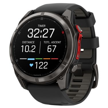 Montre Garmin Fénix 8 Pro MicroLED Sapphire Titane Carbon Gray DLC bracelet noir et gris 51 mm