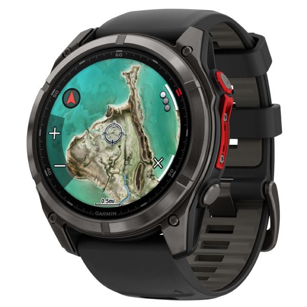 Montre Garmin Fénix 8 Pro MicroLED Sapphire Titane Carbon Gray DLC bracelet noir et gris 51 mm