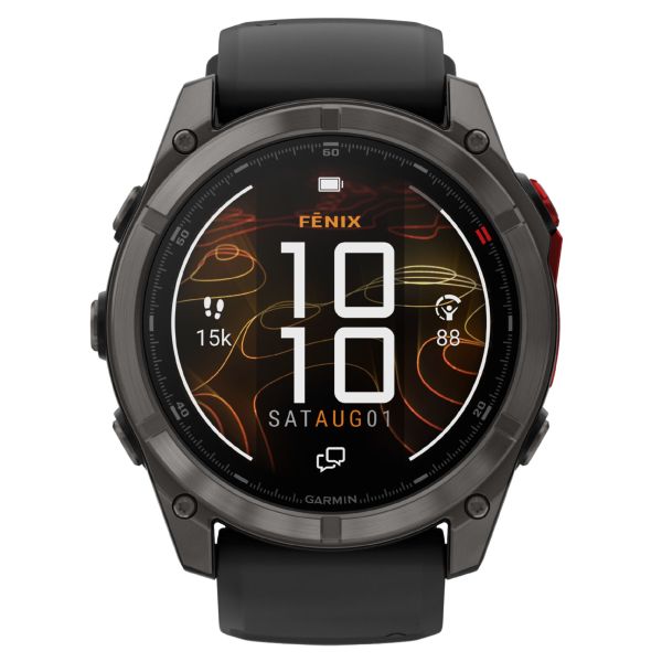 Montre Garmin Fénix 8 Pro MicroLED Sapphire Titane Carbon Gray DLC bracelet noir et gris 51 mm