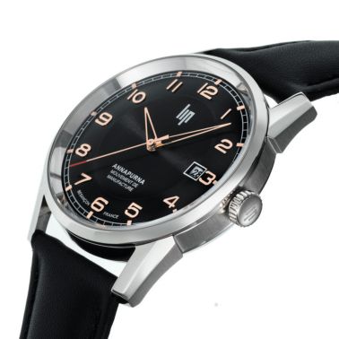 Montre LIP Annapurna Automatique Manufacture R26 cadran noir bracelet cuir 39 mm