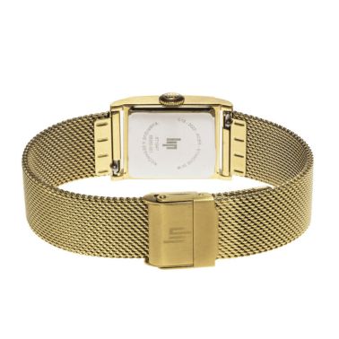 Montre Lip Churchill C18 Dorée quartz cadran argenté bracelet maille milanaise 21 x 21 mm
